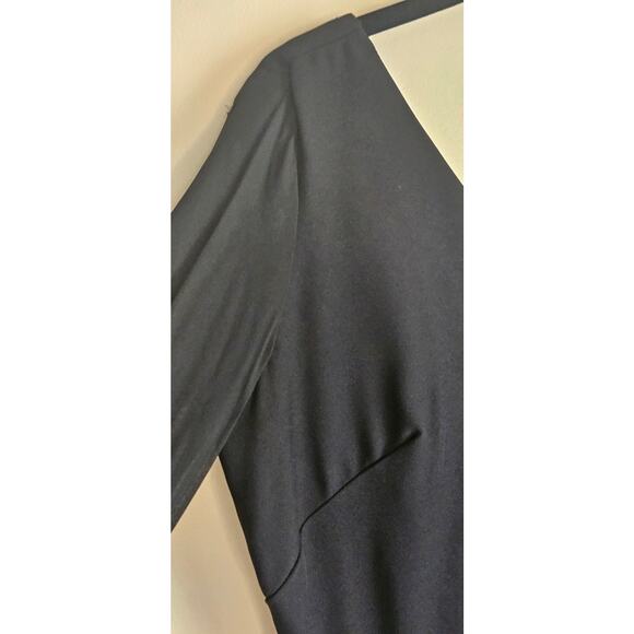 Vintage Black Evening Dress, Fully Lined, Mesh Sleeves, Sz 16 - Picture 3 of 7